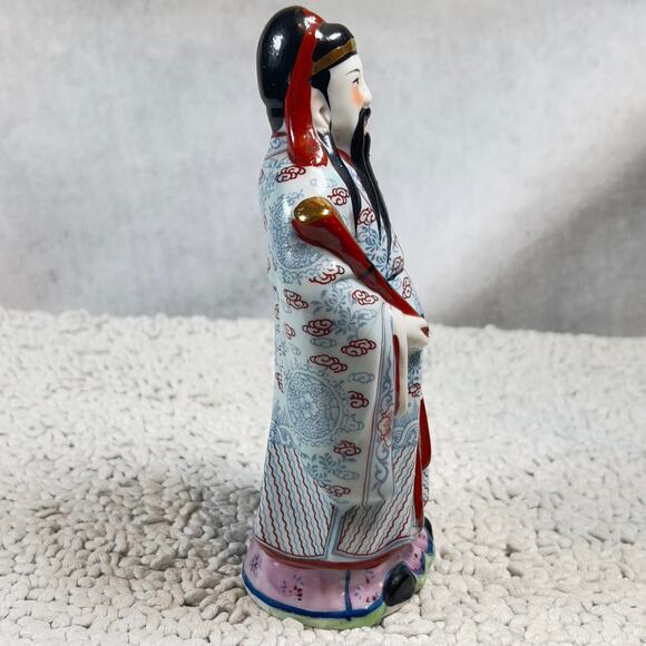 Chinese Famille Rose Porcelain Fu Lu Shou Figurine FU God Of Good Fortune 6.5" - Picture 5 of 15